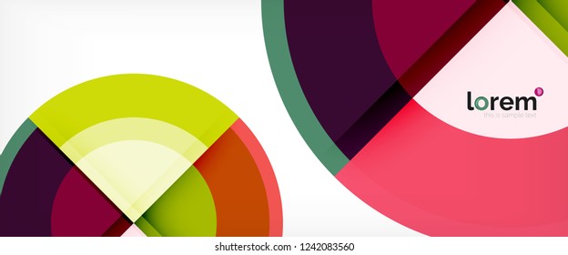 Modern geometric circles abstract background, colorful round shapes with shadow effects, vector illustration