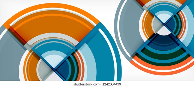 Modern geometric circles abstract background, colorful round shapes with shadow effects, vector illustration