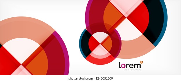 Modern geometric circles abstract background, colorful round shapes with shadow effects, vector illustration