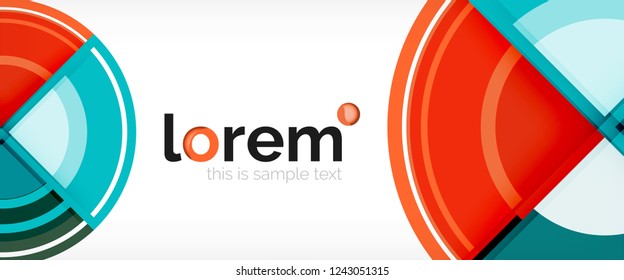 Modern geometric circles abstract background, colorful round shapes with shadow effects, vector illustration