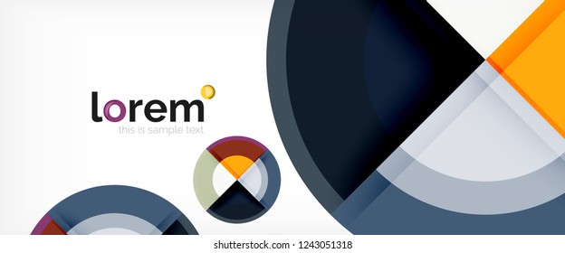 Modern geometric circles abstract background, colorful round shapes with shadow effects, vector illustration