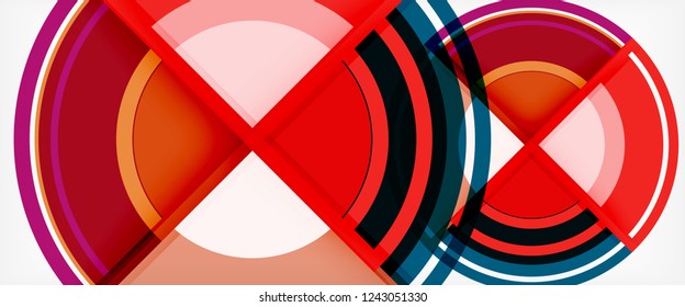 Modern geometric circles abstract background, colorful round shapes with shadow effects, vector illustration