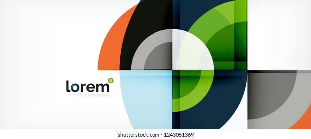 Modern geometric circles abstract background, colorful round shapes with shadow effects, vector illustration