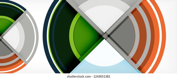 Modern geometric circles abstract background, colorful round shapes with shadow effects, vector illustration