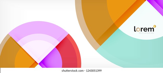 Moderne geometrische Kreise, abstrakter Hintergrund, bunte runde Formen mit Schatteneffekten, Vektorgrafik