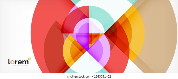 Circulos geométricos modernos fondo abstracto, formas redondeadas coloridas con efectos de sombra, ilustración vectorial