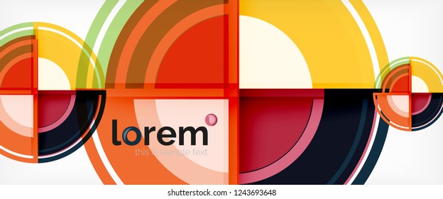 Modern geometric circles abstract background, colorful round shapes with shadow effects, vector illustration