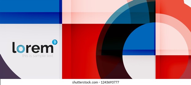 Modern geometric circles abstract background, colorful round shapes with shadow effects, vector illustration