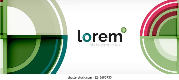 Modern geometric circles abstract background, colorful round shapes with shadow effects, vector illustration