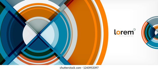 Modern geometric circles abstract background, colorful round shapes with shadow effects, vector illustration