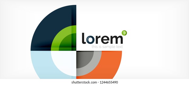 Modern geometric circles abstract background, colorful round shapes with shadow effects, vector illustration