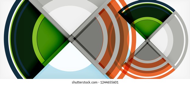 Circulos geométricos modernos fondo abstracto, formas redondeadas coloridas con efectos de sombra, ilustración vectorial