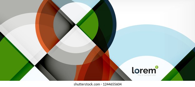 Modern geometric circles abstract background, colorful round shapes with shadow effects, vector illustration
