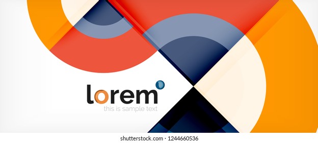 Modern geometric circles abstract background, colorful round shapes with shadow effects, vector illustration