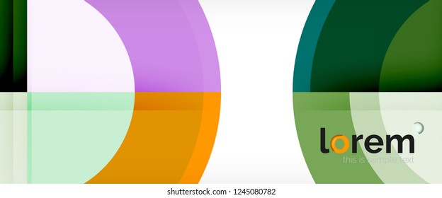 Modern geometric circles abstract background, colorful round shapes with shadow effects, vector illustration