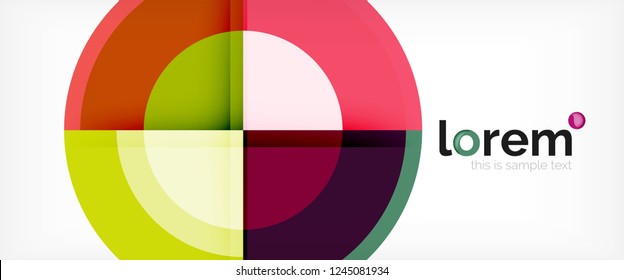 Modern geometric circles abstract background, colorful round shapes with shadow effects, vector illustration