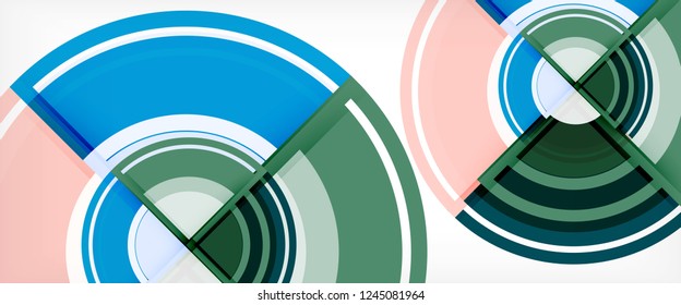 Modern geometric circles abstract background, colorful round shapes with shadow effects, vector illustration