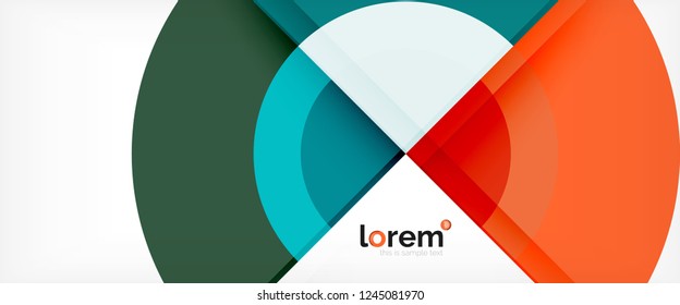 Modern geometric circles abstract background, colorful round shapes with shadow effects, vector illustration