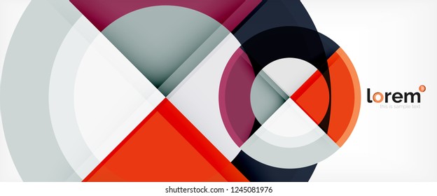 Modern geometric circles abstract background, colorful round shapes with shadow effects, vector illustration