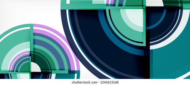 Modern geometric circles abstract background, colorful round shapes with shadow effects, vector illustration
