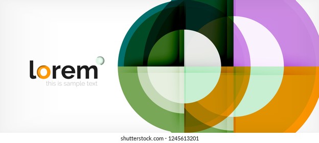 Modern geometric circles abstract background, colorful round shapes with shadow effects, vector illustration