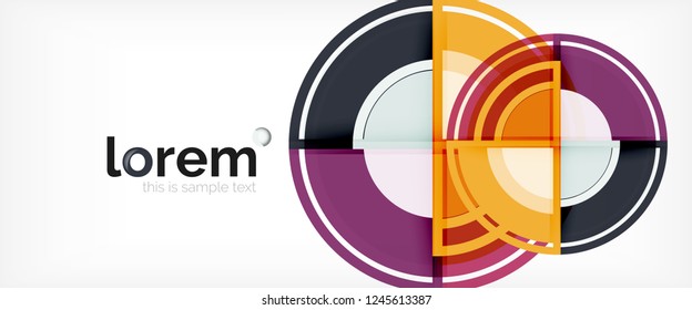 Modern geometric circles abstract background, colorful round shapes with shadow effects, vector illustration
