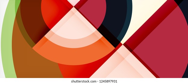 Circulos geométricos modernos fondo abstracto, formas redondeadas coloridas con efectos de sombra, ilustración vectorial