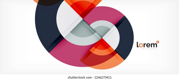 Moderne geometrische Kreise, abstrakter Hintergrund, bunte runde Formen mit Schatteneffekten, Vektorgrafik