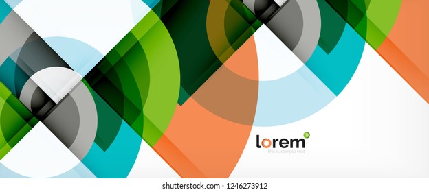 Circulos geométricos modernos fondo abstracto, formas redondeadas coloridas con efectos de sombra, ilustración vectorial