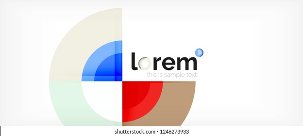 Círculos geométricos modernos fundo abstrato, formas redondas coloridas com efeitos de sombra, ilustração vetorial