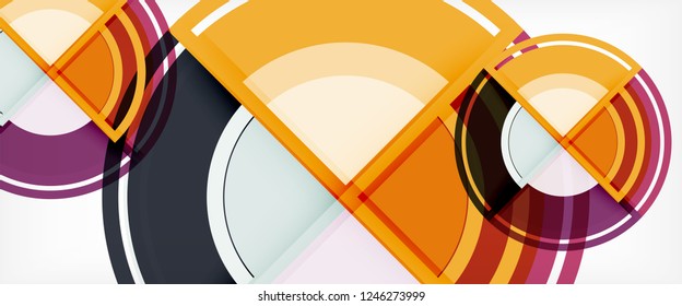 Modern geometric circles abstract background, colorful round shapes with shadow effects, vector illustration