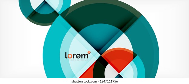 Modern geometric circles abstract background, colorful round shapes with shadow effects, vector illustration