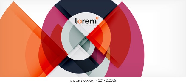 Circulos geométricos modernos fondo abstracto, formas redondeadas coloridas con efectos de sombra, ilustración vectorial