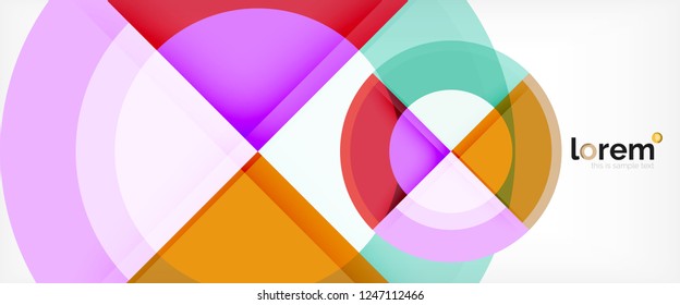 Modern geometric circles abstract background, colorful round shapes with shadow effects, vector illustration