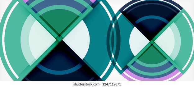 Modern geometric circles abstract background, colorful round shapes with shadow effects, vector illustration