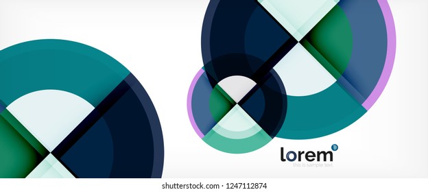 Moderne geometrische Kreise, abstrakter Hintergrund, bunte runde Formen mit Schatteneffekten, Vektorgrafik