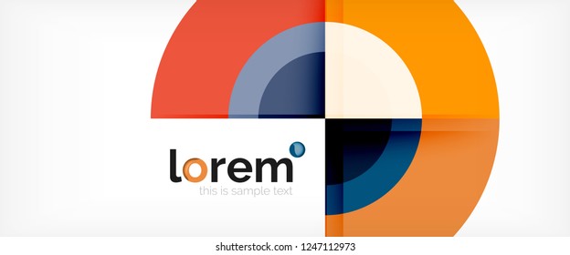 Círculos geométricos modernos fundo abstrato, formas redondas coloridas com efeitos de sombra, ilustração vetorial