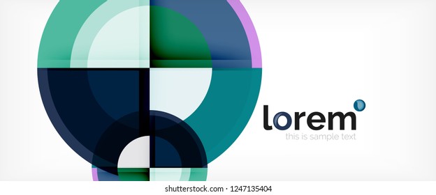 Modern geometric circles abstract background, colorful round shapes with shadow effects, vector illustration