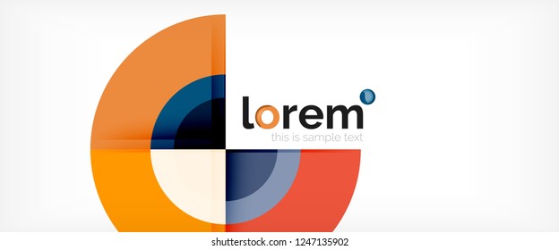 Modern geometric circles abstract background, colorful round shapes with shadow effects, vector illustration
