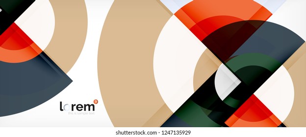 Modern geometric circles abstract background, colorful round shapes with shadow effects, vector illustration