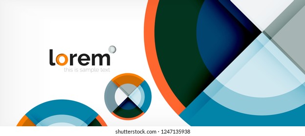Modern geometric circles abstract background, colorful round shapes with shadow effects, vector illustration