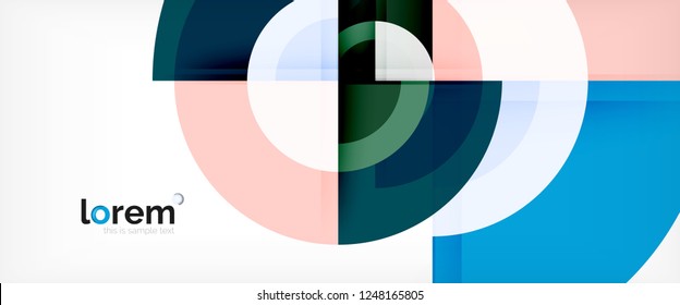 Modern geometric circles abstract background, colorful round shapes with shadow effects, vector illustration
