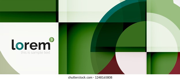 Modern geometric circles abstract background, colorful round shapes with shadow effects, vector illustration