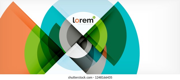 Modern geometric circles abstract background, colorful round shapes with shadow effects, vector illustration