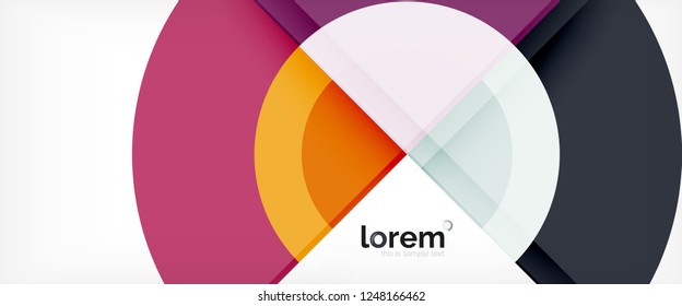 Modern geometric circles abstract background, colorful round shapes with shadow effects, vector illustration