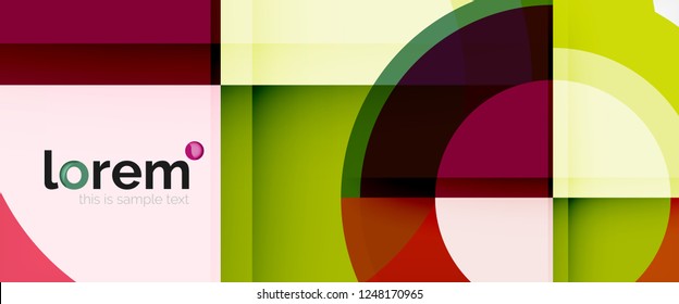 Circulos geométricos modernos fondo abstracto, formas redondeadas coloridas con efectos de sombra, ilustración vectorial