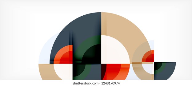Modern geometric circles abstract background, colorful round shapes with shadow effects, vector illustration
