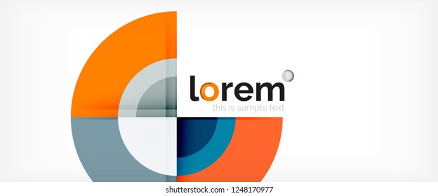 Modern geometric circles abstract background, colorful round shapes with shadow effects, vector illustration