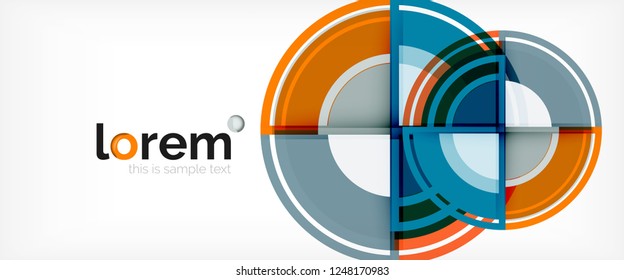 Modern geometric circles abstract background, colorful round shapes with shadow effects, vector illustration
