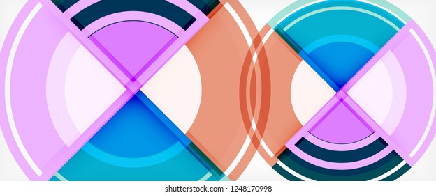 Modern geometric circles abstract background, colorful round shapes with shadow effects, vector illustration